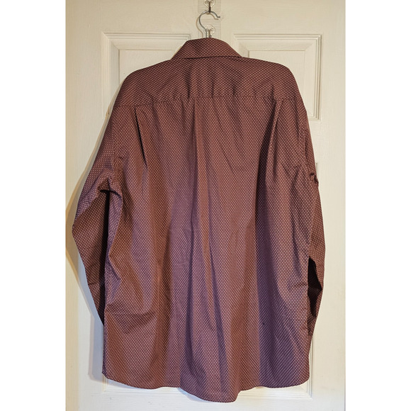 Steven by Steven Land Men’s Dress Shirt Brown Micro Dot Pattern 17 34/35 Modern - Picture 2 of 10